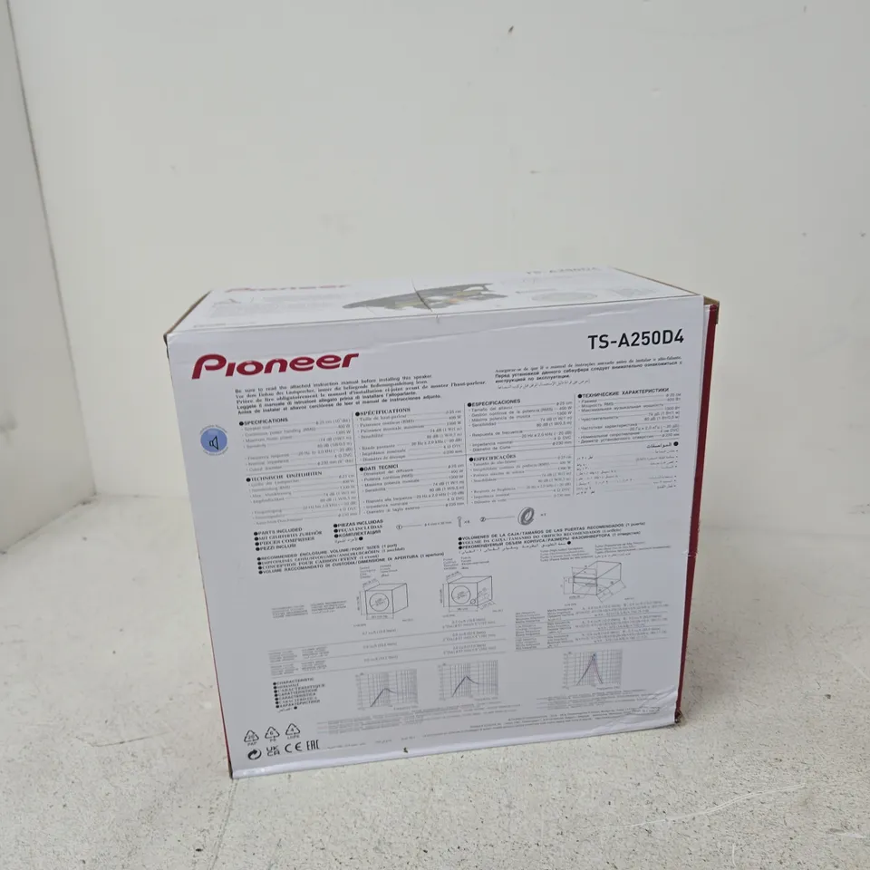 PIONEER TS-A250D4 10-INCH CAR SUBWOOFER – 25 CM, 1300W MAX – BOXED