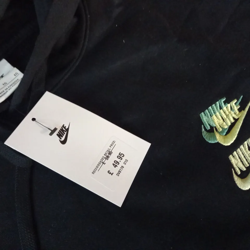 NIKE BLACK TRI-LOGO HOODIE - XL