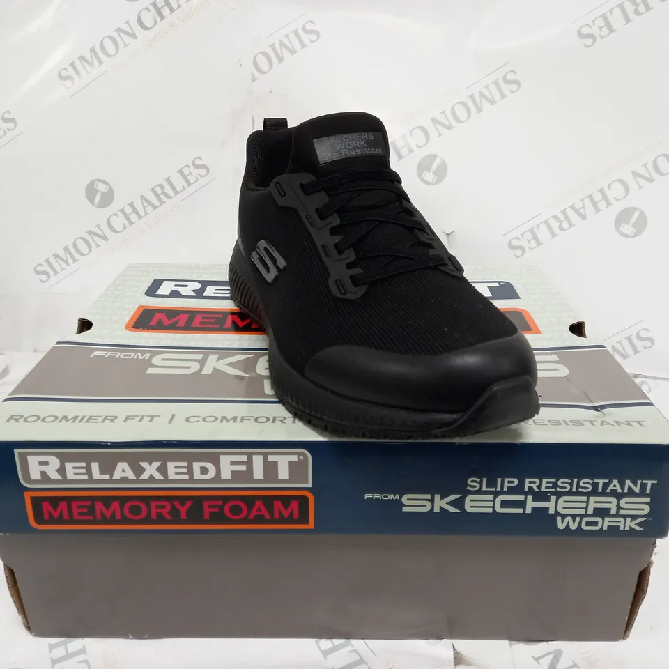SKETCHERS SQUAD WORK SLIP RESISTANT TRAINERS BLACK SIZE 5