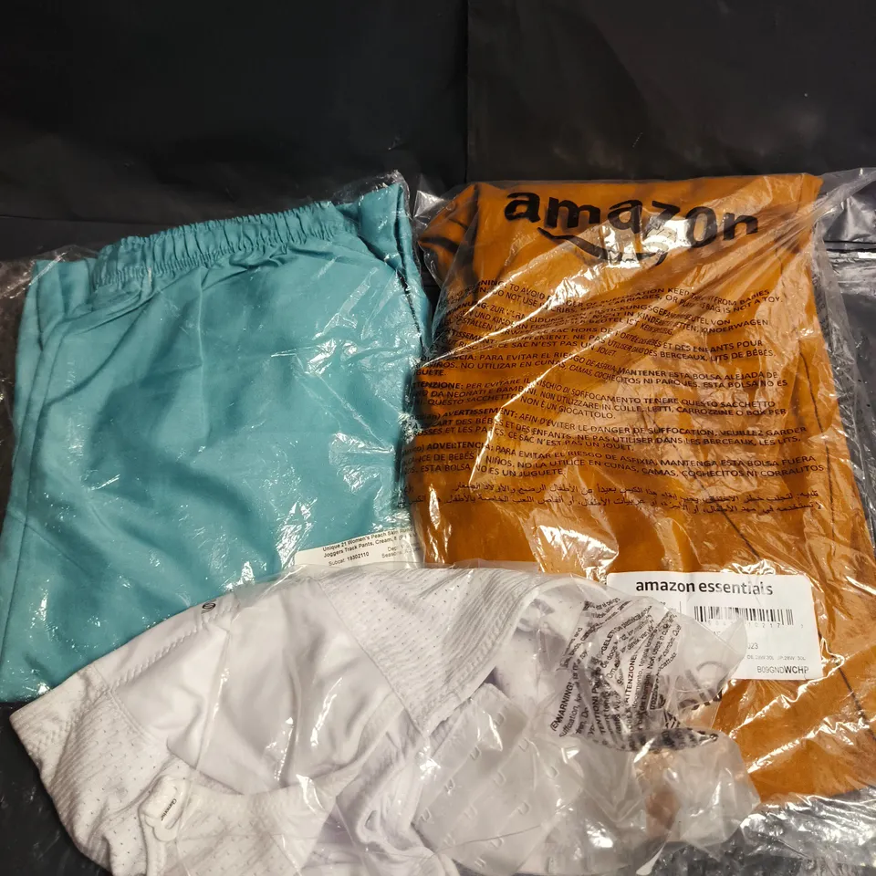 APPROXIMATELY 20 ASSORTED CLOTHING PRODUCTS IN VARIOUS SIZES TO INCLUDE TROUSERS, TOPS, SPORTS TOPS ETC