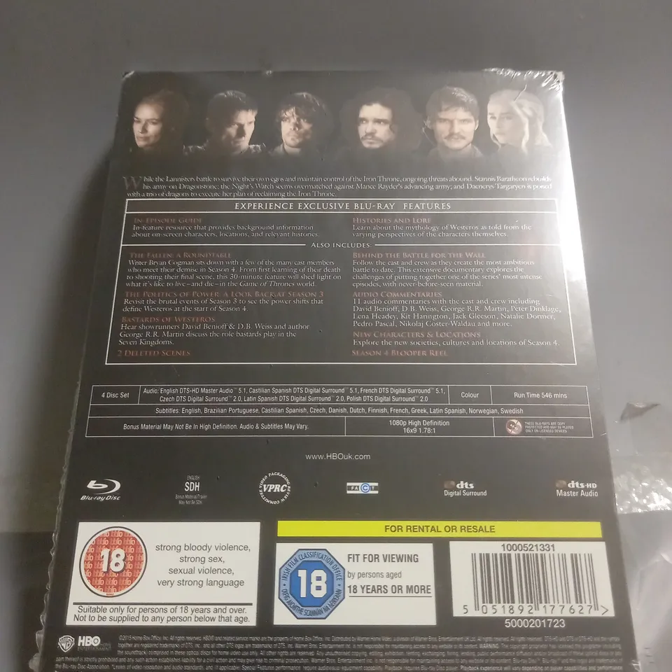 SEALED GAME OF THRONES THE COMPLETE FOURTH SEASON (BLU-RAY)
