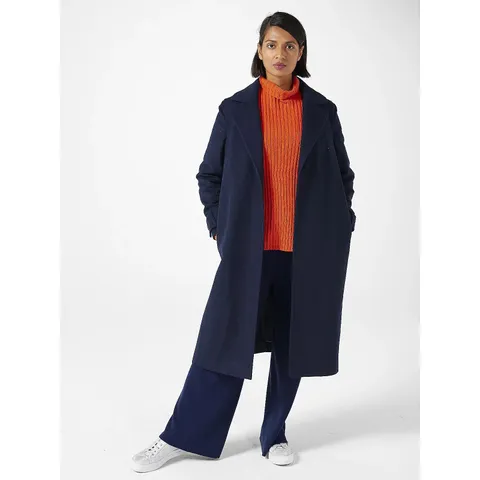 HELENE BERMAN WOOL MIX LONG COAT NAVY SIZE 16