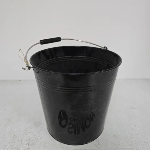 BLACK METAL BUCKET WITH HANDLE