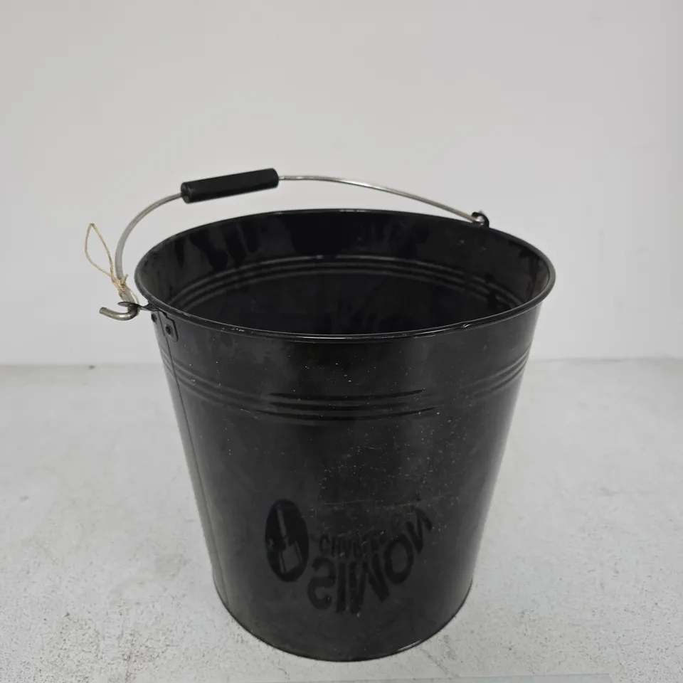 BLACK METAL BUCKET WITH HANDLE