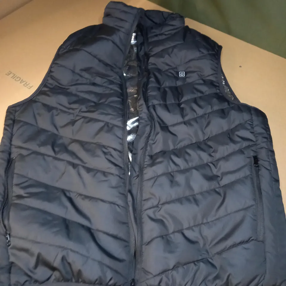 HEATED SLEEVELESS PUFFER COAT IN BLACK