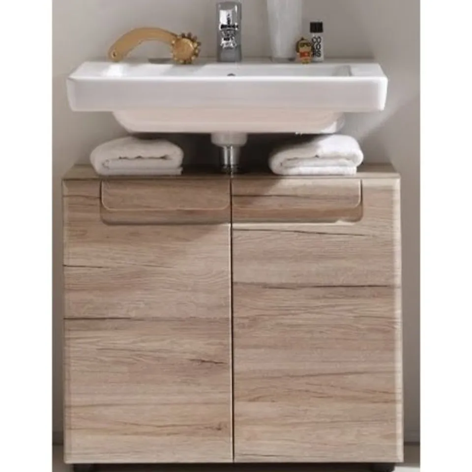 BRAND NEW BOXED MELAY WOODEN VANITY UNIT IN SAN REMO OAK (1 BOX)