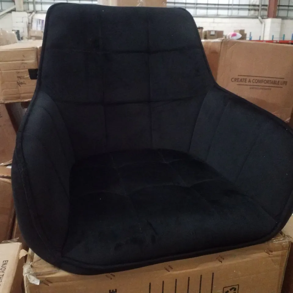 BOXED DANYL VELVET SWIVEL DINING CHAIR - BLACK
