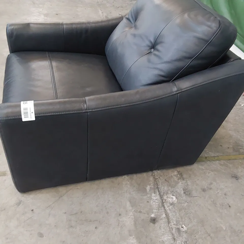 DESIGNER EASY CHAIR BLACK LEATHER 