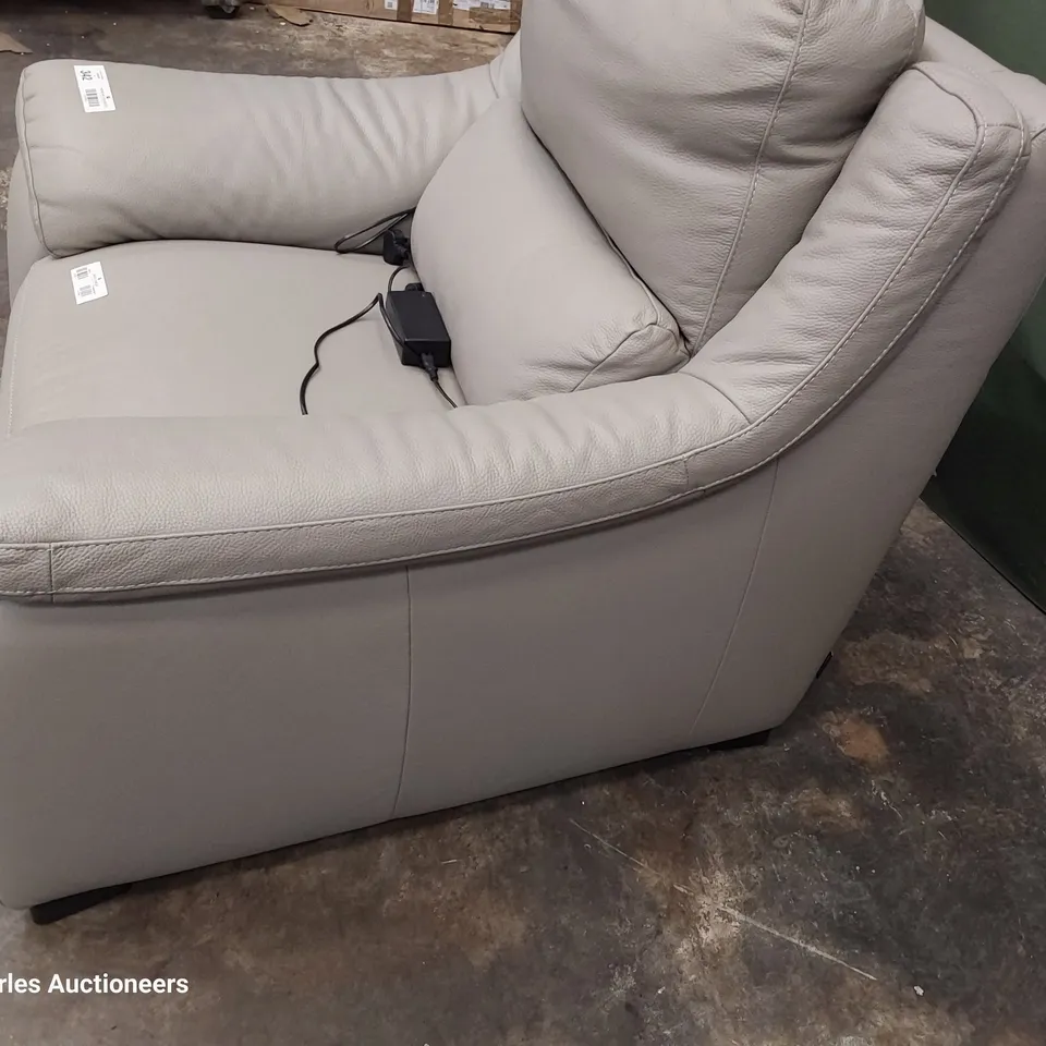 QUALITY ITALIAN DESIGNER DEGANO POWER RECLINING EASY CHAIR GREY LEATHER 