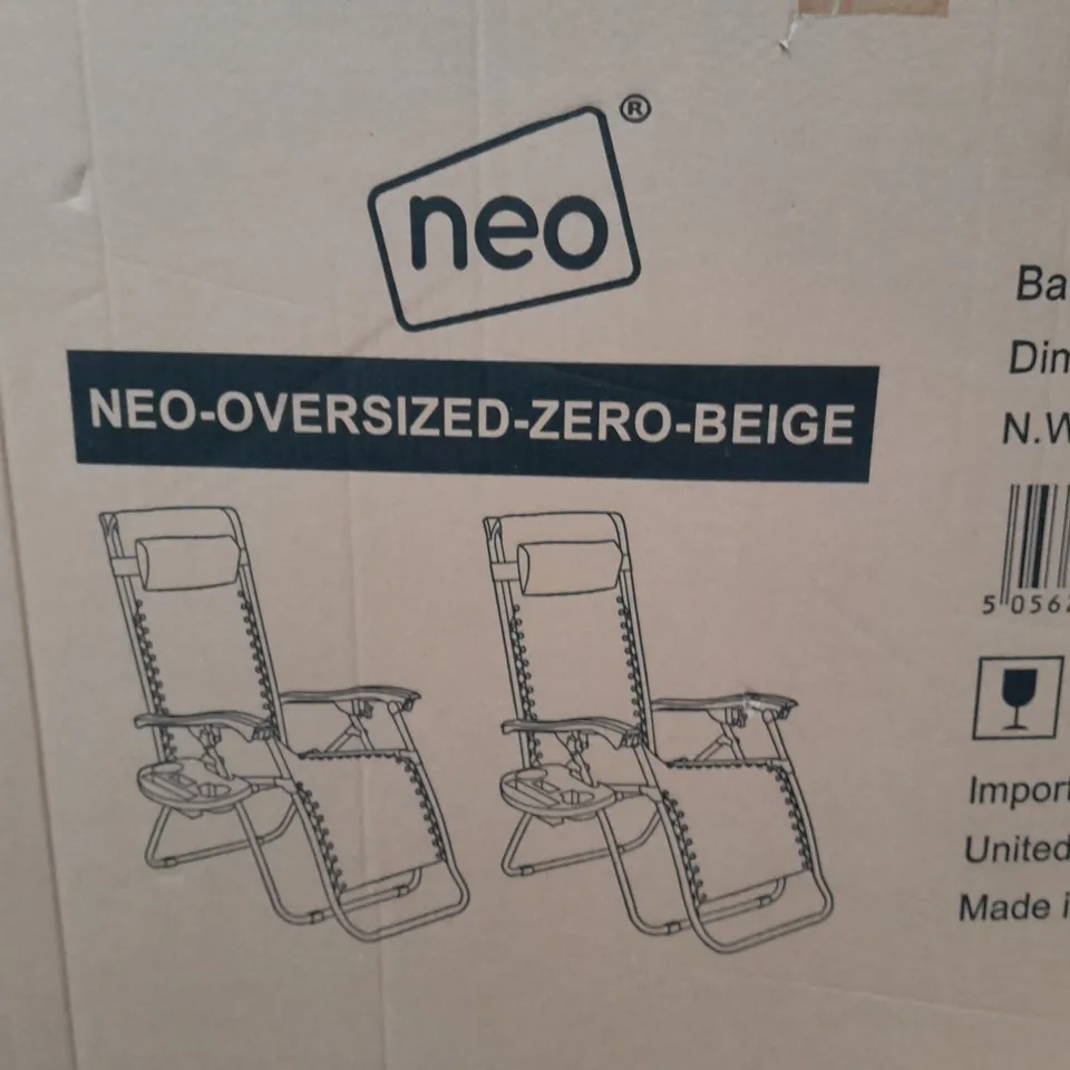 BOXED NEO OVERSIZED PAIR OF GARGEN CHAIRS IN BEIGE 