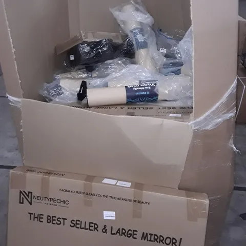 UNPROCESSED PALLET OF ASSORTED ITEMS TO INCLUDE FULL LENGTH MIRRORS, YOGA MATS AND CORK SHEETS