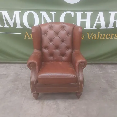 DESIGNER LEATHER UPHOLSTERED ARMCHAIR