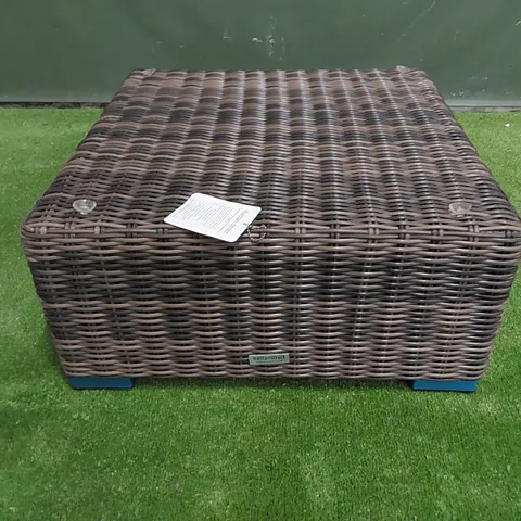 DESIGNER PATIO STOOL/TABLE - MISSING CUSHION AND GLASS TOP