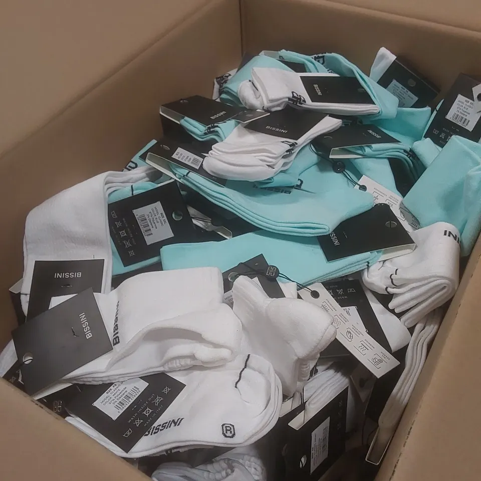 BOX TO CONTAIN A LARGE QUANTITY OF BRAND NEW PAIRS OF BISSINI CYCLING SOCKS - COLOURS AND SIZES VARY // 1 PAIR PER PACK