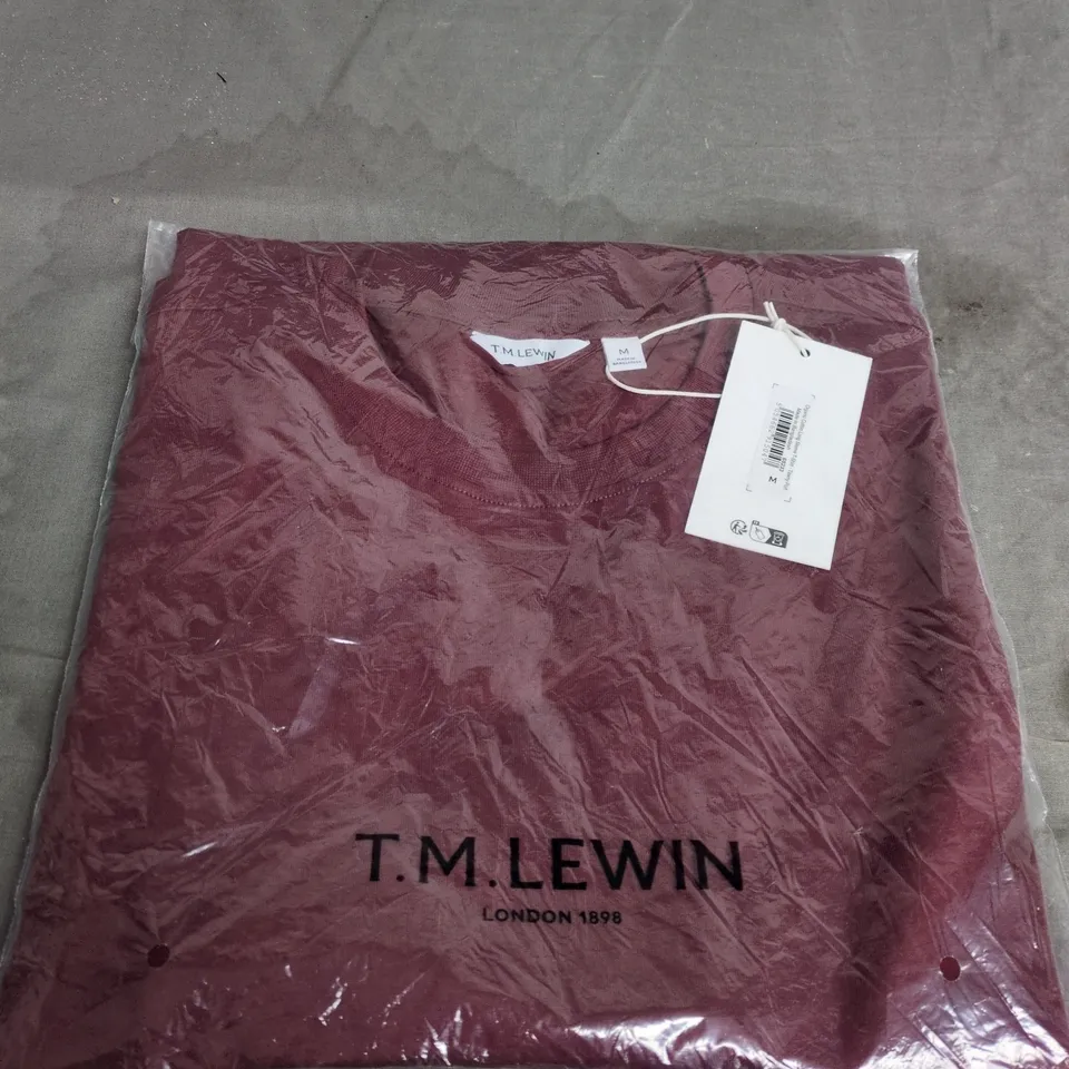 TM LEWIN ORGANIC COTTON LONG SLEEVE T-SHIRT – TAWNY PORT, M