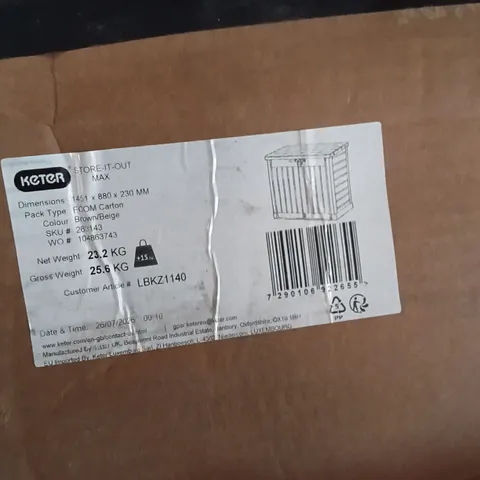 BOXED KETER GARDEN STORAGE UNIT 