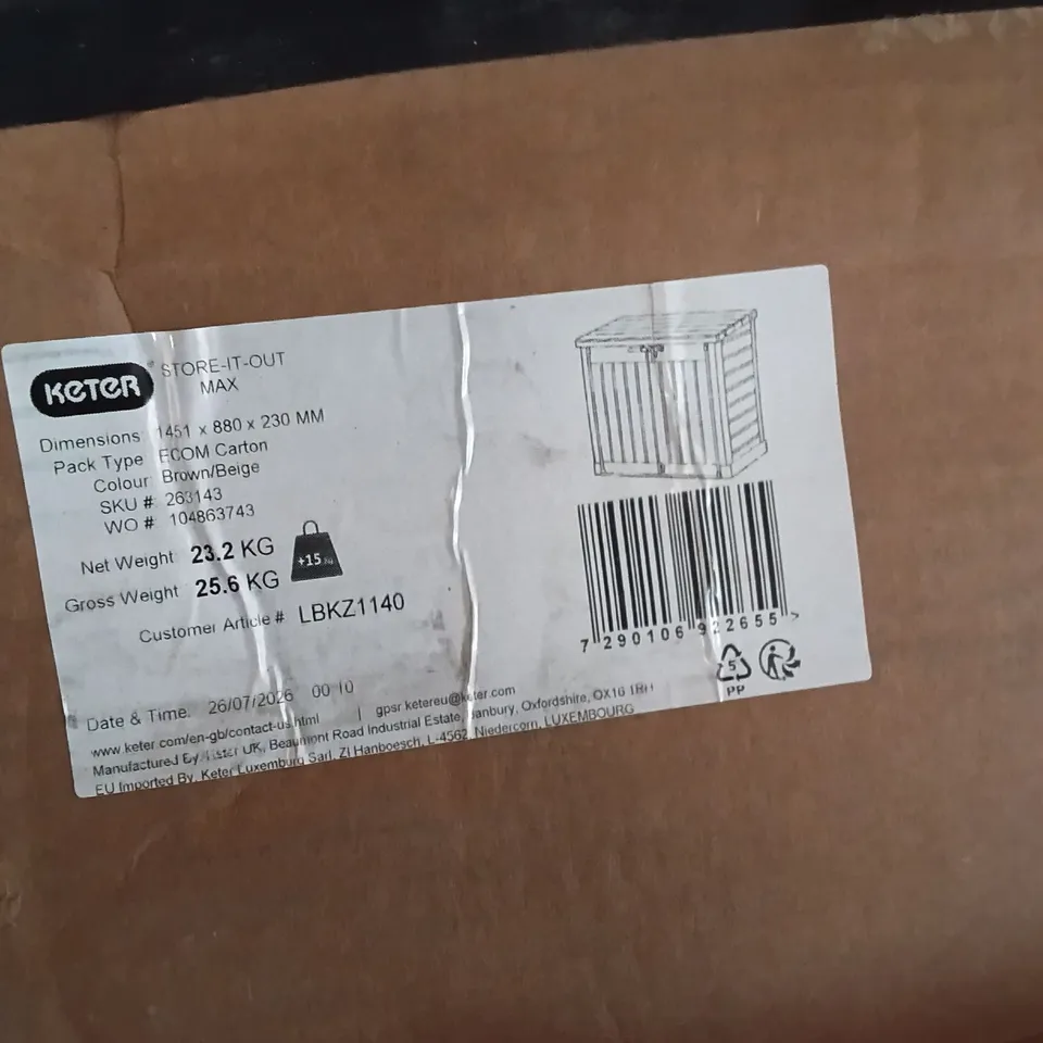 BOXED KETER GARDEN STORAGE UNIT