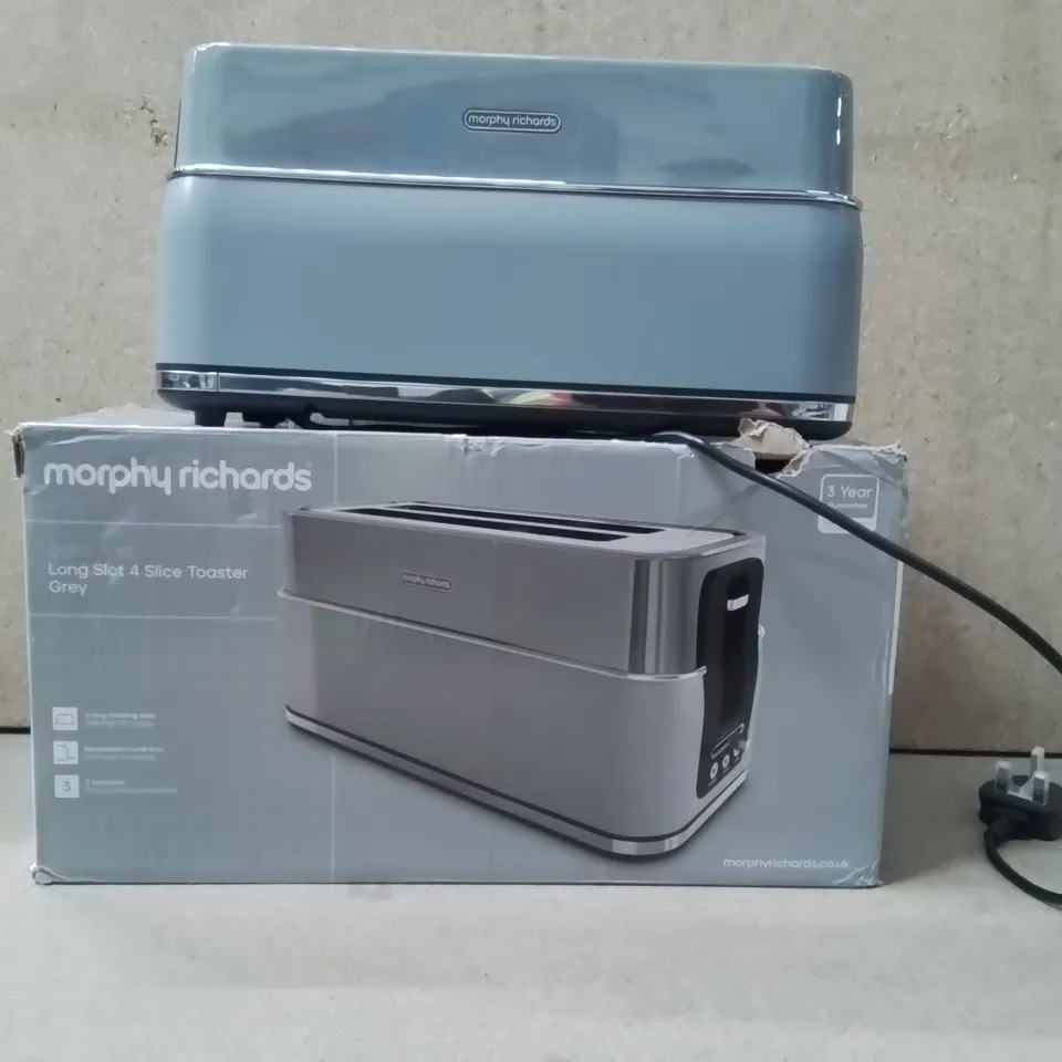 BOXED MORPHY RICHARDS LONG SLOT 4 SLICE TOASTER GREY