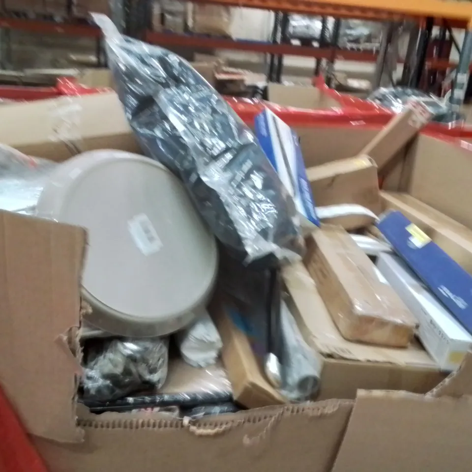 PALLET OF ASSORTED HOUSEHOLD GOODS AND PRODUCTS TO INCLUDE;SHAVER,UMBRELLA,PORTABLE TOILET