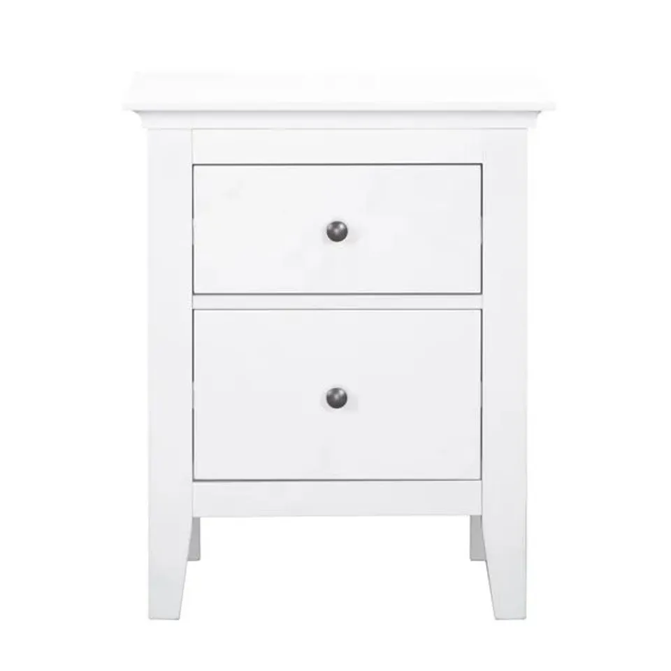 BOXED LYNTON 2 DRAWER BEDSIDE TABLE - WHITE (1 BOX)
