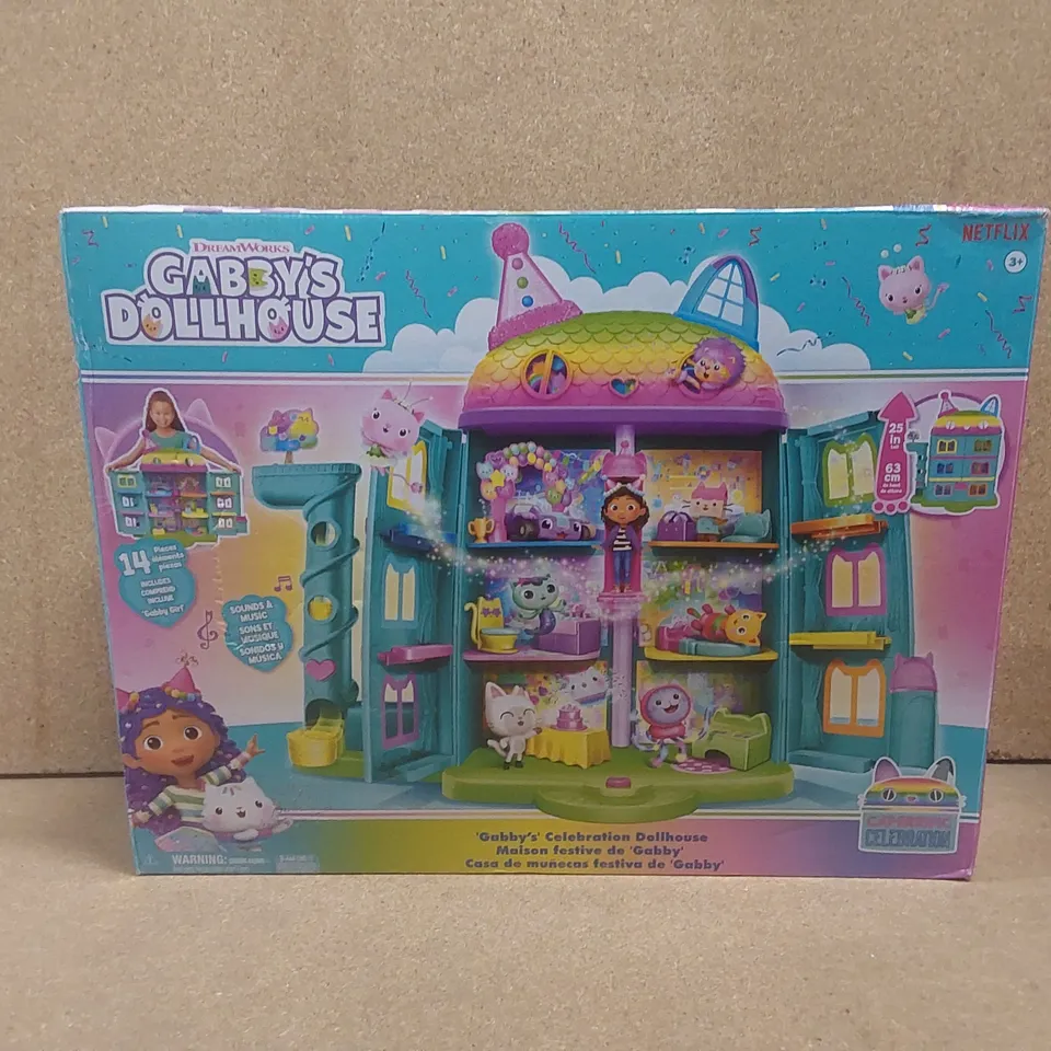 BOXED GABBY’S DOLLHOUSE, 15-PIECE RAINBOW-THEMED, CELEBRATION DOLL’S HOUSE RRP £39.99