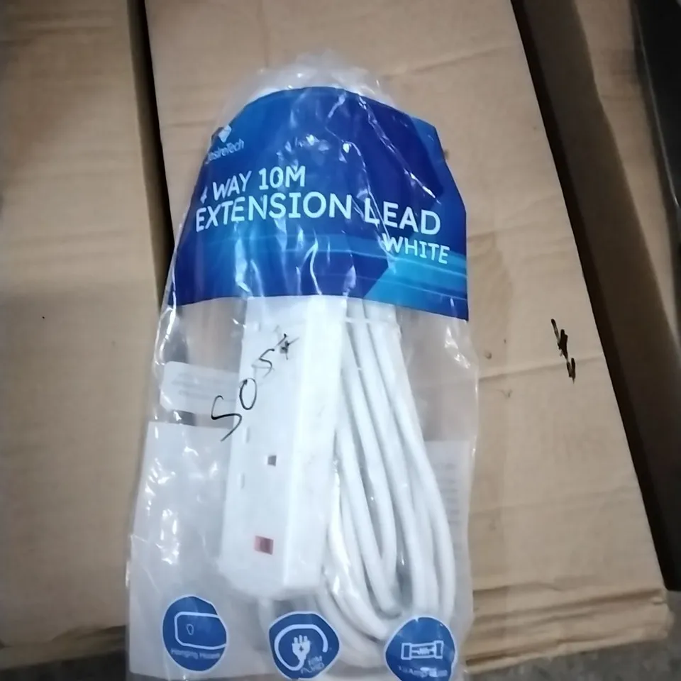 BAGGED DESIRETECH 4 WAY 10M EXTENSION CABLE - WHITE 