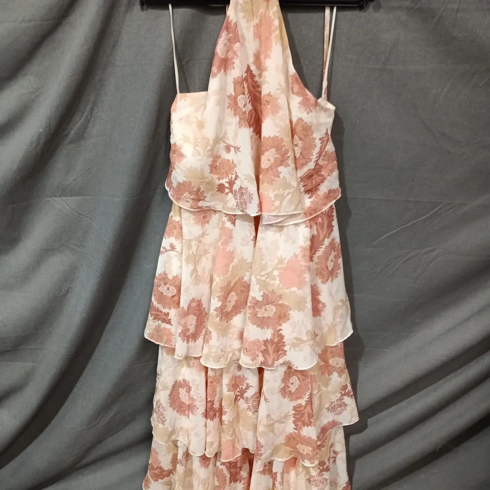 PRETTY LAVISH SIOBHAN RUFFLE MAXI DRESS – TERRACOTTA PETAL (HALTER NECK) - SIZE 14