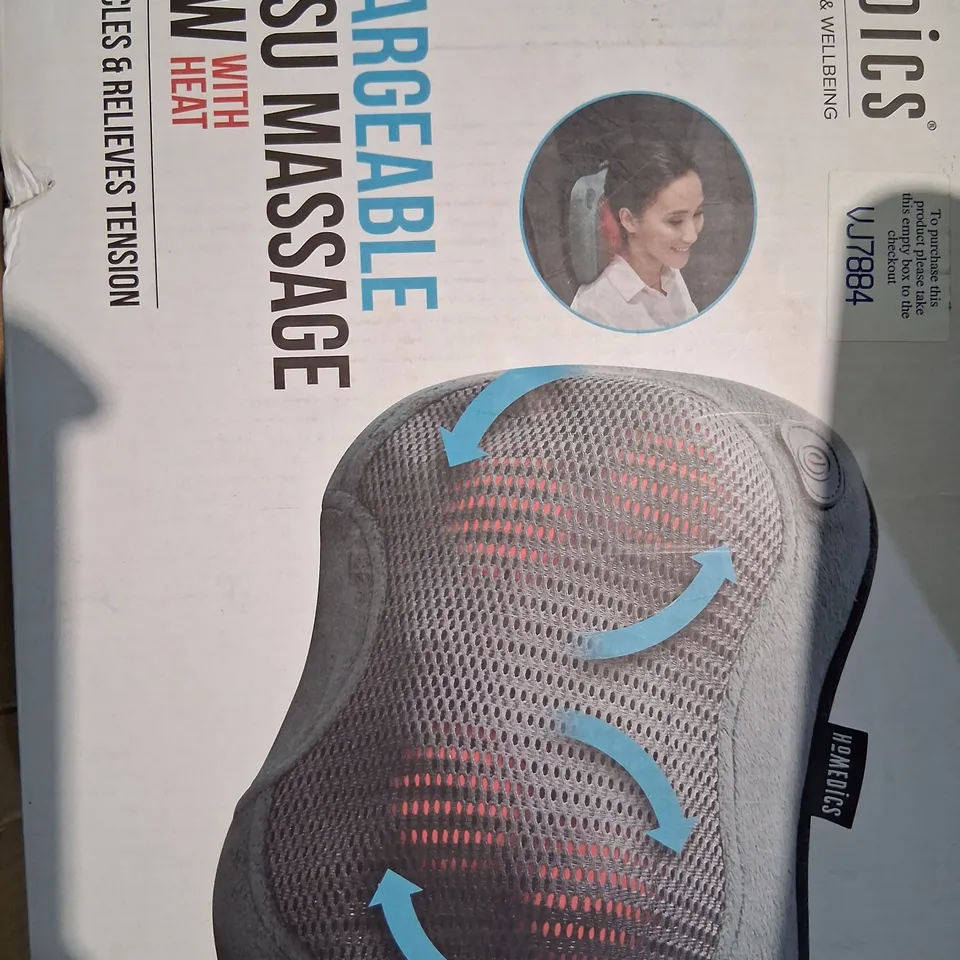 BOXED HOMEDICS RECHARGEABLE SHIATSU MASSAGE PILLOW WITH HEAT
