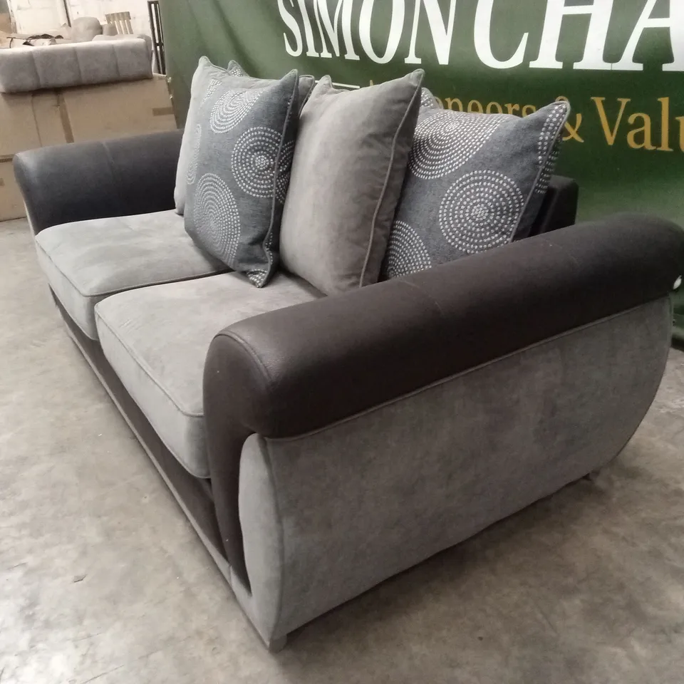DANUBE FABRIC/FAUX LEATHER 3 SEATER SOFA RRP £599