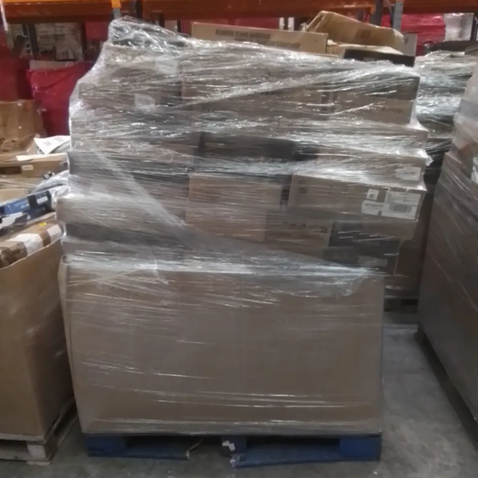 PALLET CONTAINING LARGE QUANTITY OF WALL MOUNTS TO INCLUDE, PHONE WALL MOUNT, MONITOR WALL MOUNT, RETRACTABLE TV WALL MOUNT ETC 