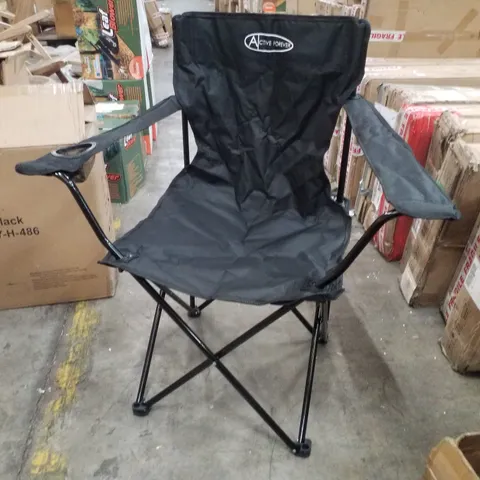 BOXED SET OF 2 ACTIVE FOREVER FOLDING CAMPING CHAIRS WITH CUP HOLDER - BLACK