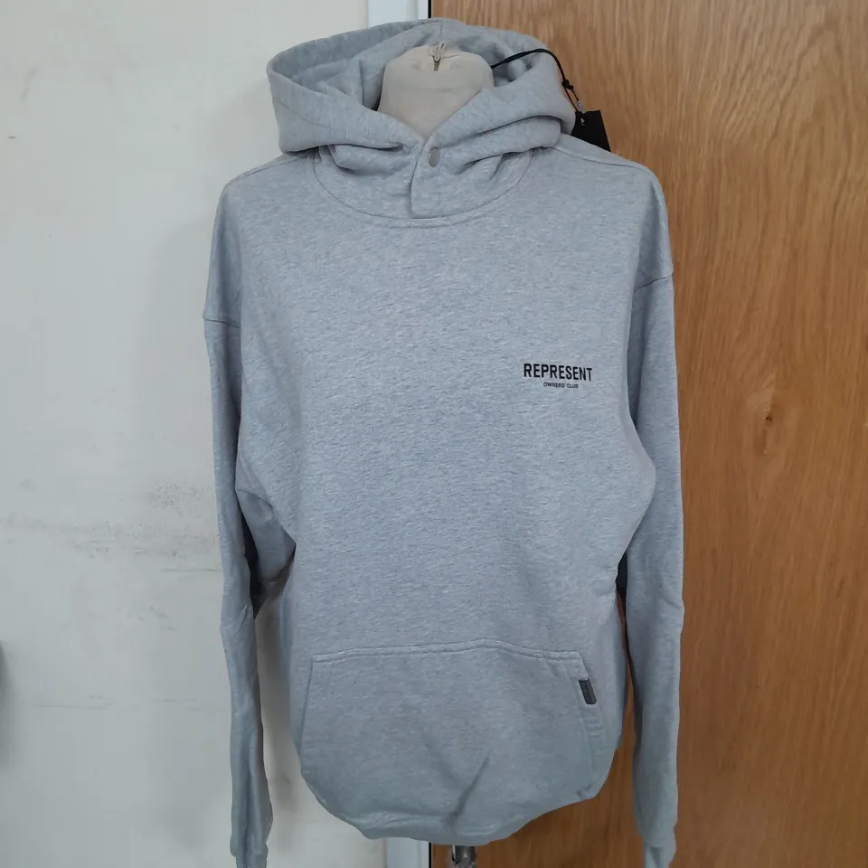 REPRESENT OWNERS CLUB JERSEY HOODIE IN ASH GREY SIZE S