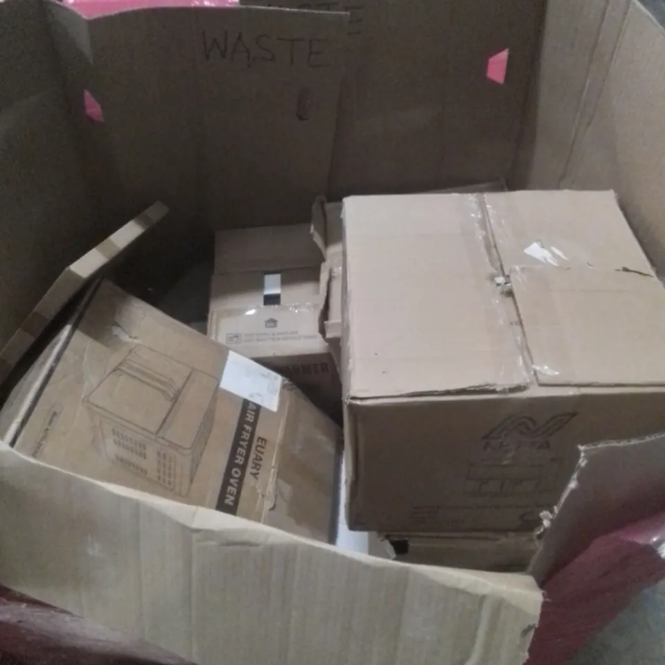 PALLET OF ASSORTED HOUSEHOLD GOODS AND FURNITURE TO INCLUDE; PET GROOMING VACUUM, EUARY AIR FRYER, SUIKOOO ACTIVITY PLAY GYM ETC