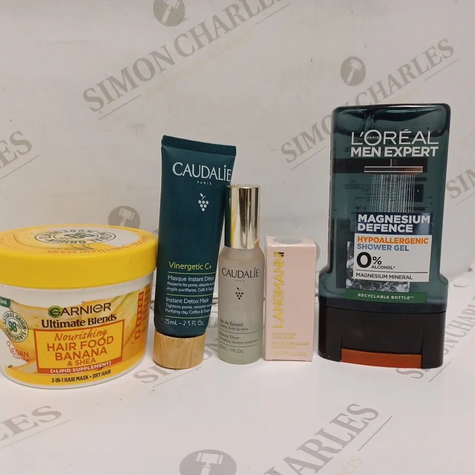 5 ASSORTED HEALTH AND BEAUTY PRODUCTS TO INCLUDE LANGMANNI COLOUR BLOOM LIQUID BLUSH, CAUDALIE MASQUE INSTANT DETOX, CAUDALIE BEAUTY ELIXIR