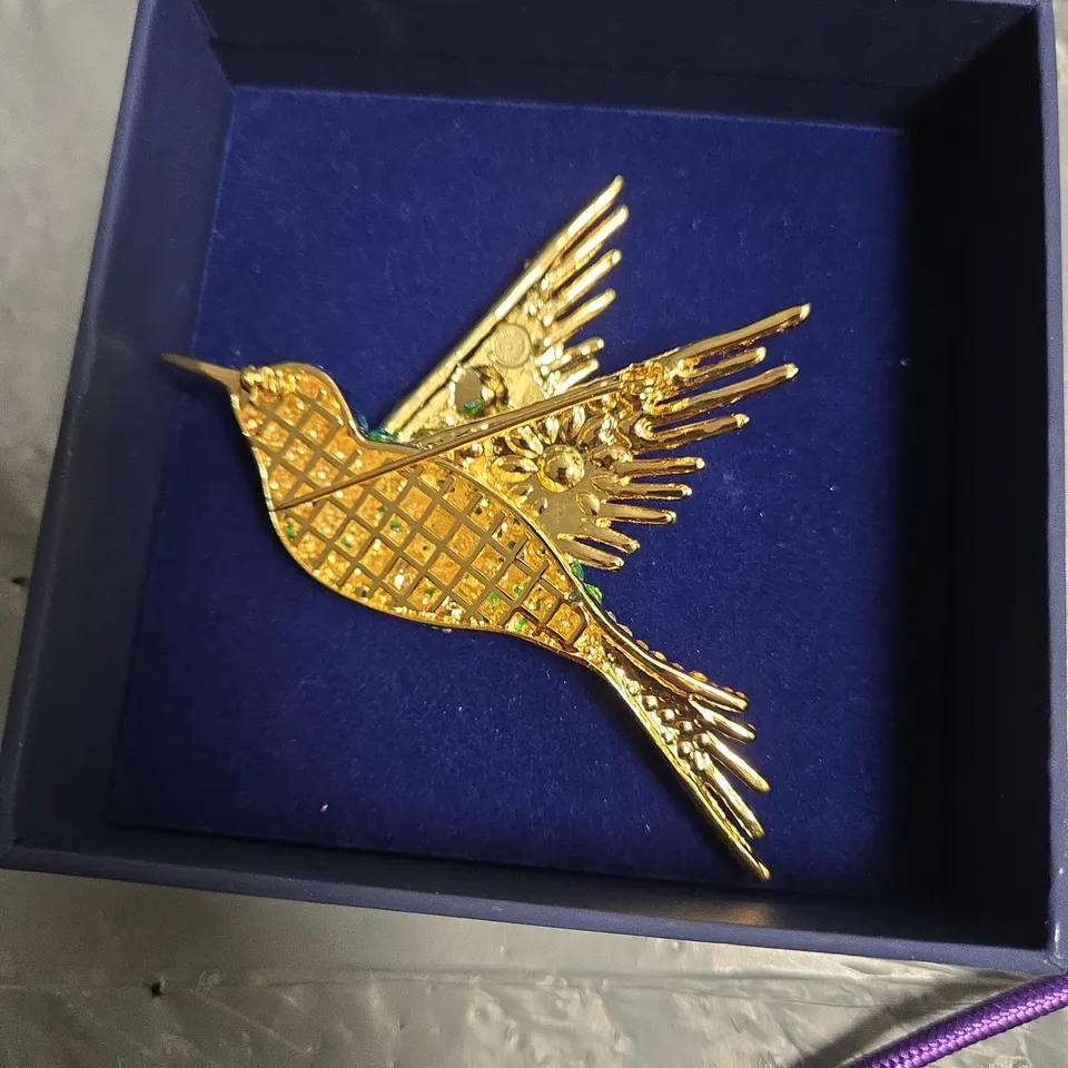 BUTLER & WILSON RAINBOW CRYSTAL HUMMINGBIRD BROOCH