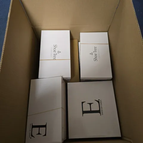 BOX OF APPROXIMATELY 15 ASSORTED PAIRS OF SHOES IN VARIOUS STLYLES , COLOURS AND SIZES 