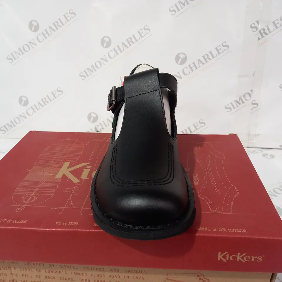 KICKERS LO AZTEC LEATHER SCHOOL SHOES BLACK SIZE 7