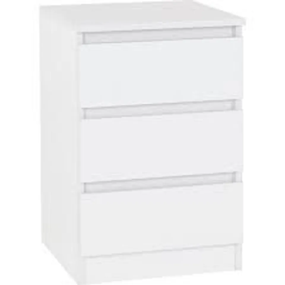 BOXED BRAUNSTEIN 3 DRAWER BEDSIDE TABLE - WHITE