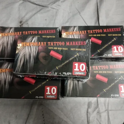 LOT OF 5 SEALED 10-PACKS OF TEMPORARY TATTOO MARKERS
