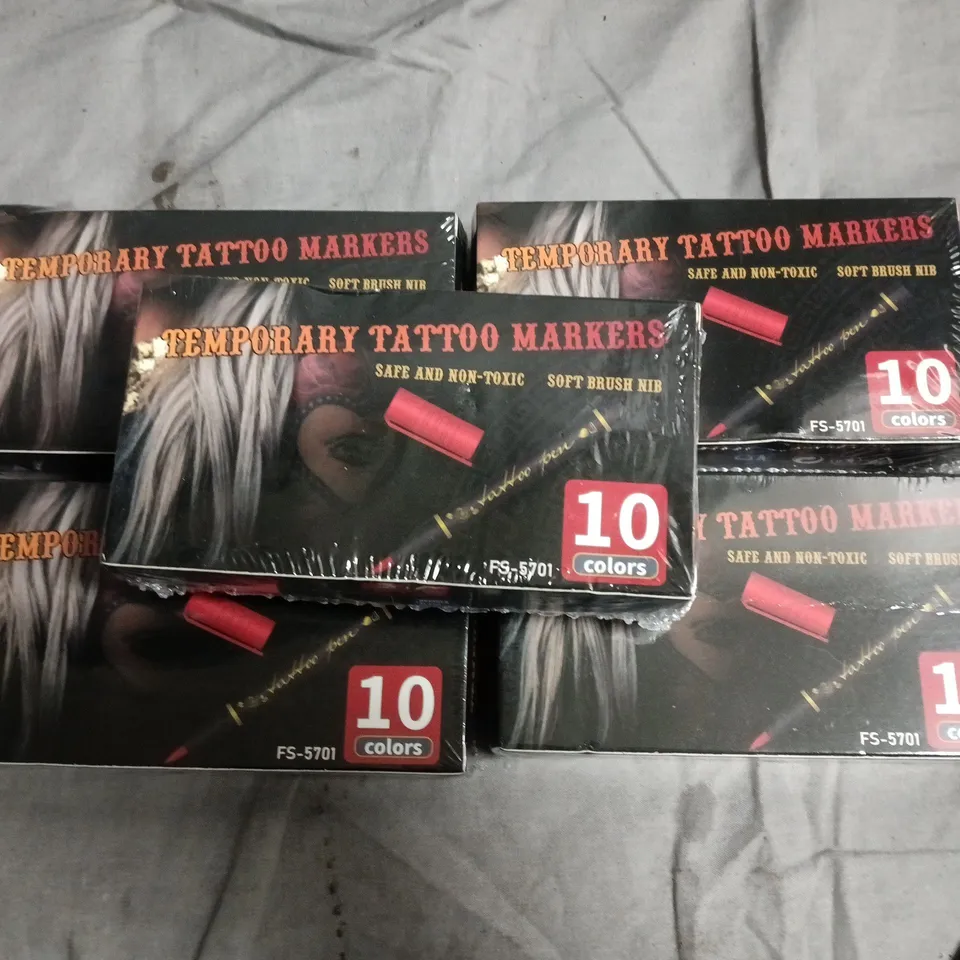 LOT OF 5 SEALED 10-PACKS OF TEMPORARY TATTOO MARKERS