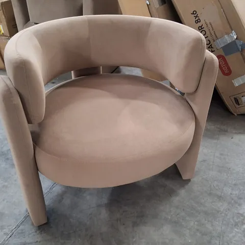 33" WIDE UPHOLSTERED MODERN 3-LEGS BARREL ACCENT CHAIR - KHAKI VELVET