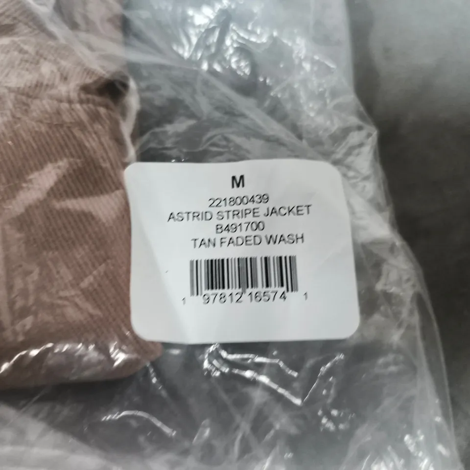 OBEY ASTRID STRIPE JACKET – TAN FADED WASH, SIZE M