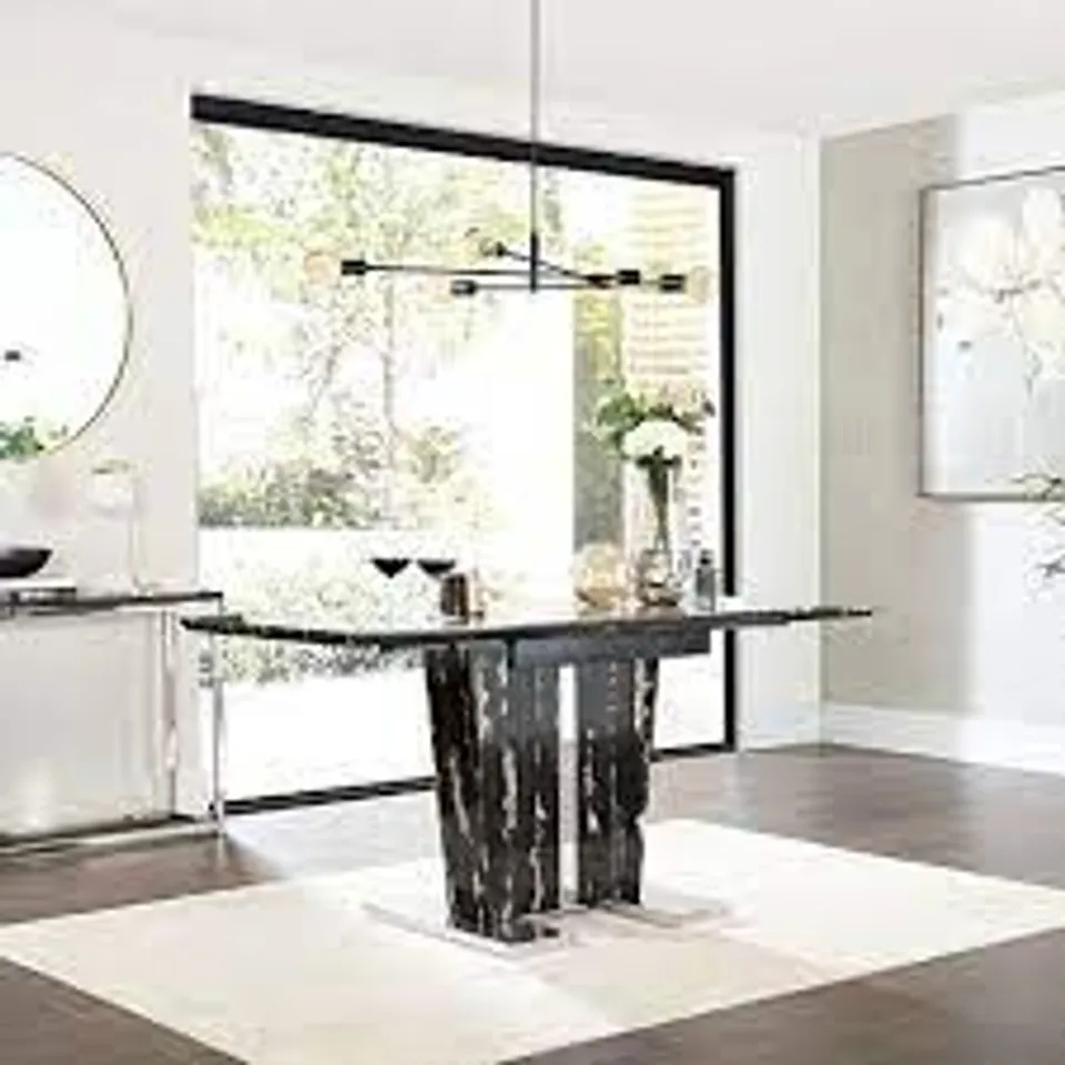 BOXED VIENNA BLACK MARBLE-EFFECT 120-160CM EXTENDING DINING TABLE ( BOX 1 OF 2 TOP ONLY)