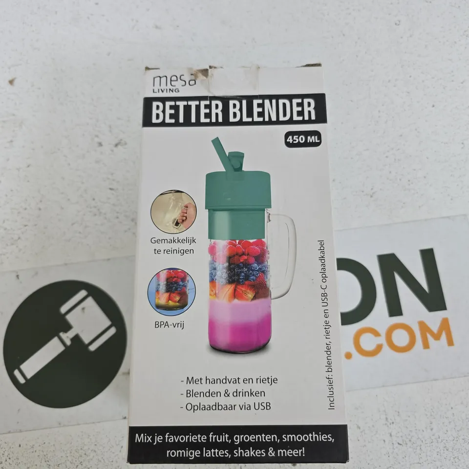 BETTER BLENDER 450 ML USB-C RECHARGEABLE PERSONAL BLENDER – MESA LIVING (BOXED)