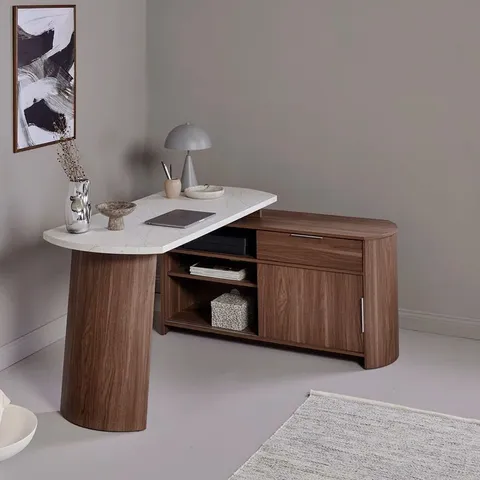 BOXED JAHNKE SLASH C 150 E MARBLE WHITE IMITATION/WALNUT IMITATION