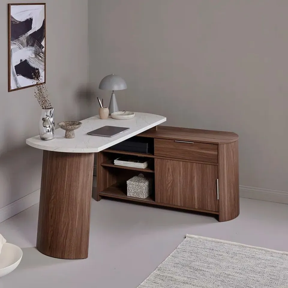 BOXED JAHNKE SLASH C 150 E MARBLE WHITE IMITATION/WALNUT IMITATION 