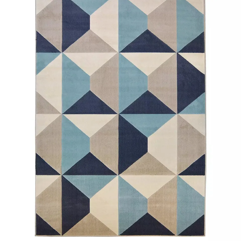 EVERYDAY CREATION BLUE CARVED GEO RUG - COLLECTION ONLY (120x170)