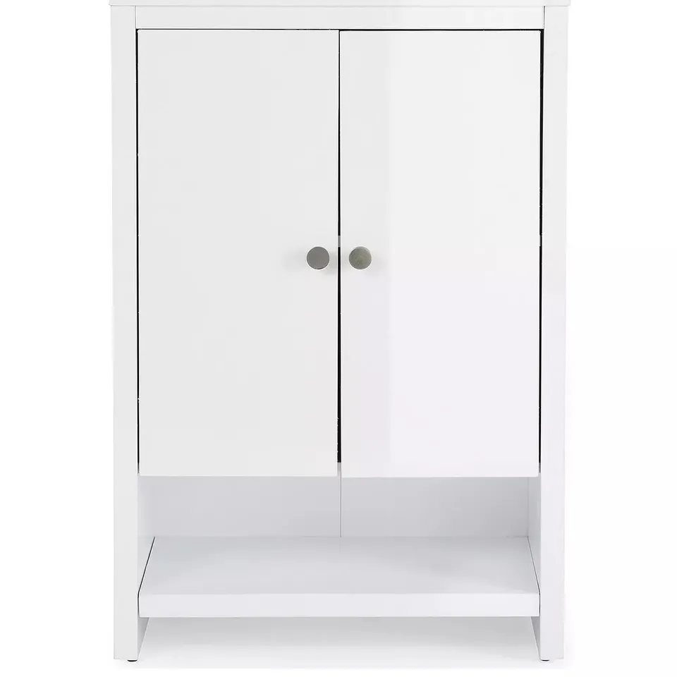 BOXED BRAMFORD LOW BATHROOM CABINET - WHITE GLOSS 