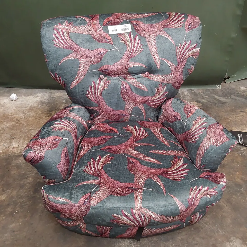 QUALITY BRITISH DESIGNER LOUNGE Co. NOAH OCCASIONAL CHAIR BIRD OF PARADISE FABRIC