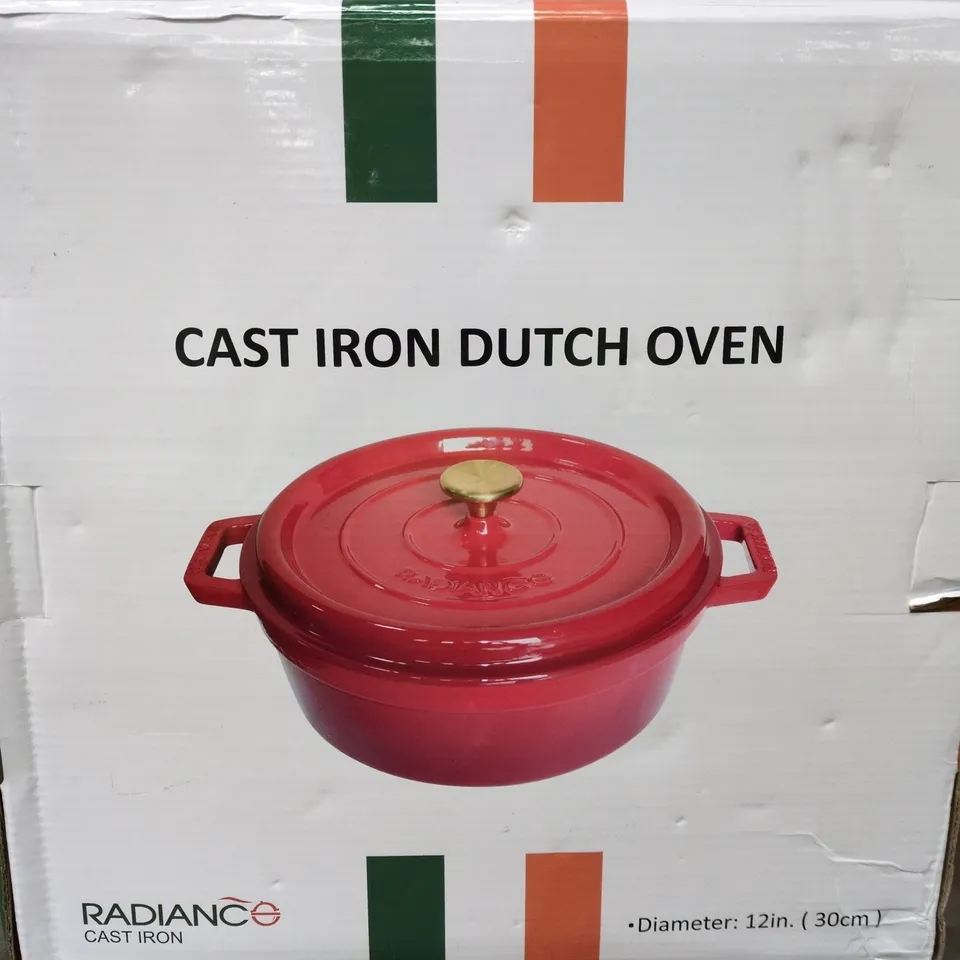 RADIANCE CAST IRON DUTCH OVEN – RED ENAMELLED, 12IN (30CM) DIAMETER